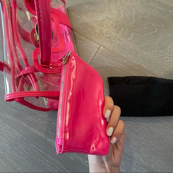 EUC ❤️‍🔥 TRANSPARENT NEON PINK 🩷 handbag handheld bag 🇭🇰i.t Katie Judith - Picture 11 of 15